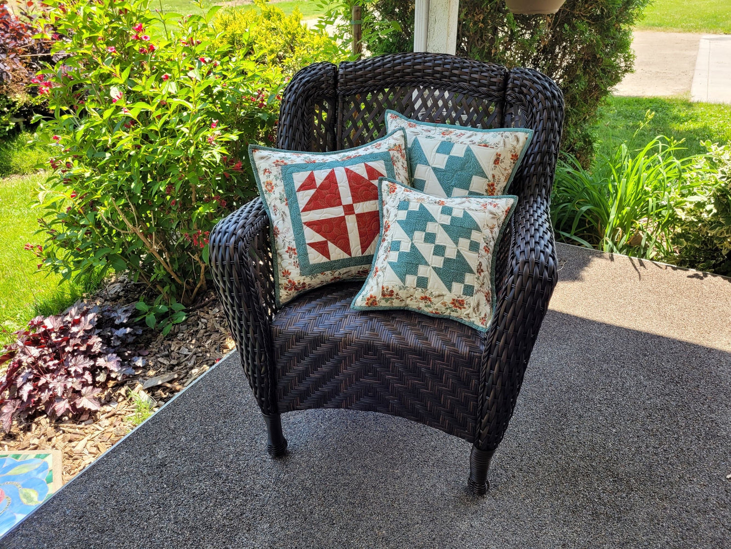 Patchwork Pillow, Quilted Throw Cushion for Sofa