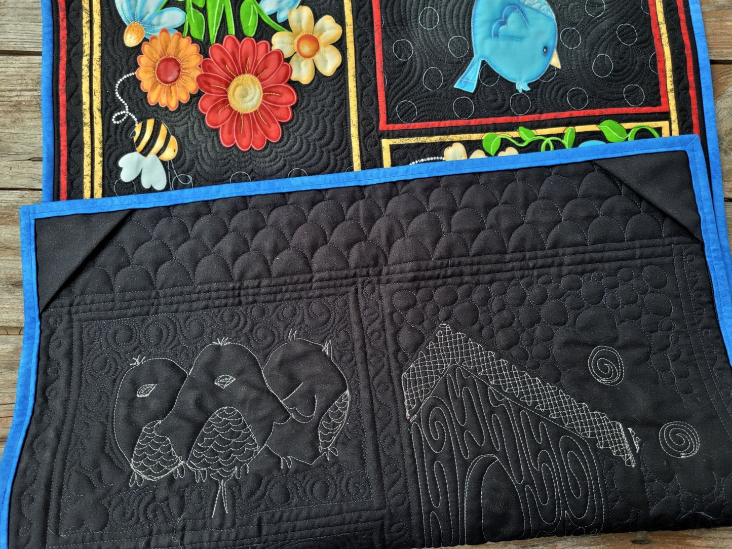 Wall Quilt with Bees and Birds, Door Banner