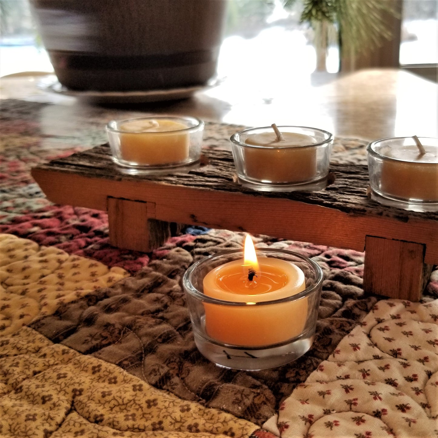 Glass Tealight Holder w/ Tealight