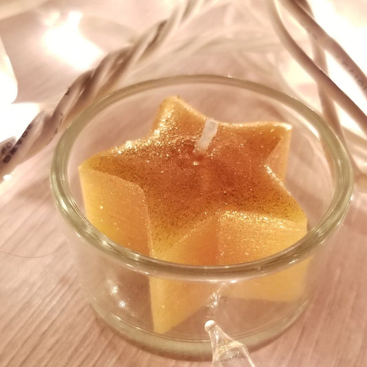 Sparkly star beeswax candle