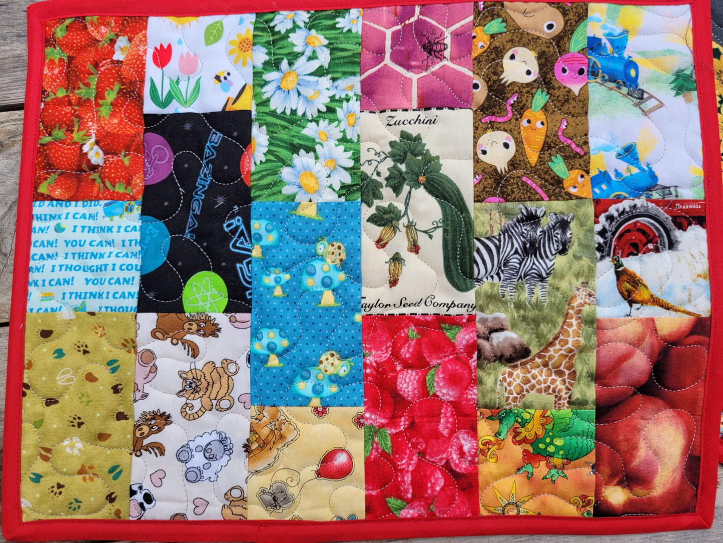 I Spy Quilted Placemats for Kids - Red