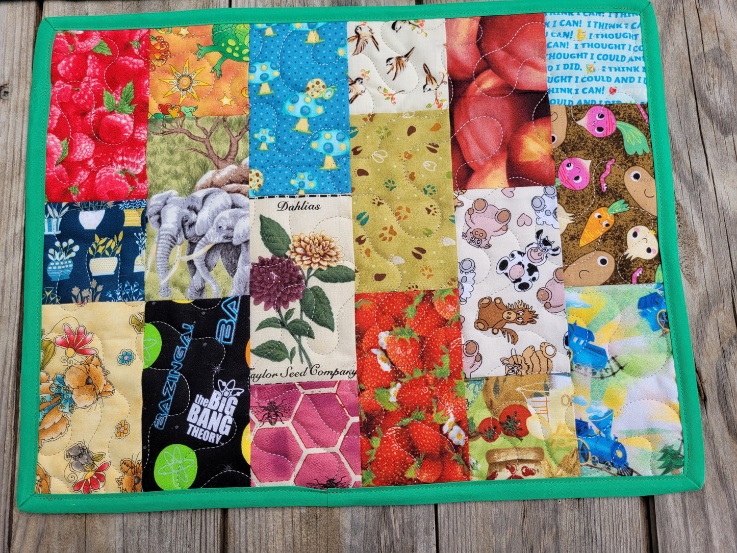 I Spy Quilted Placemats for Kids - Green