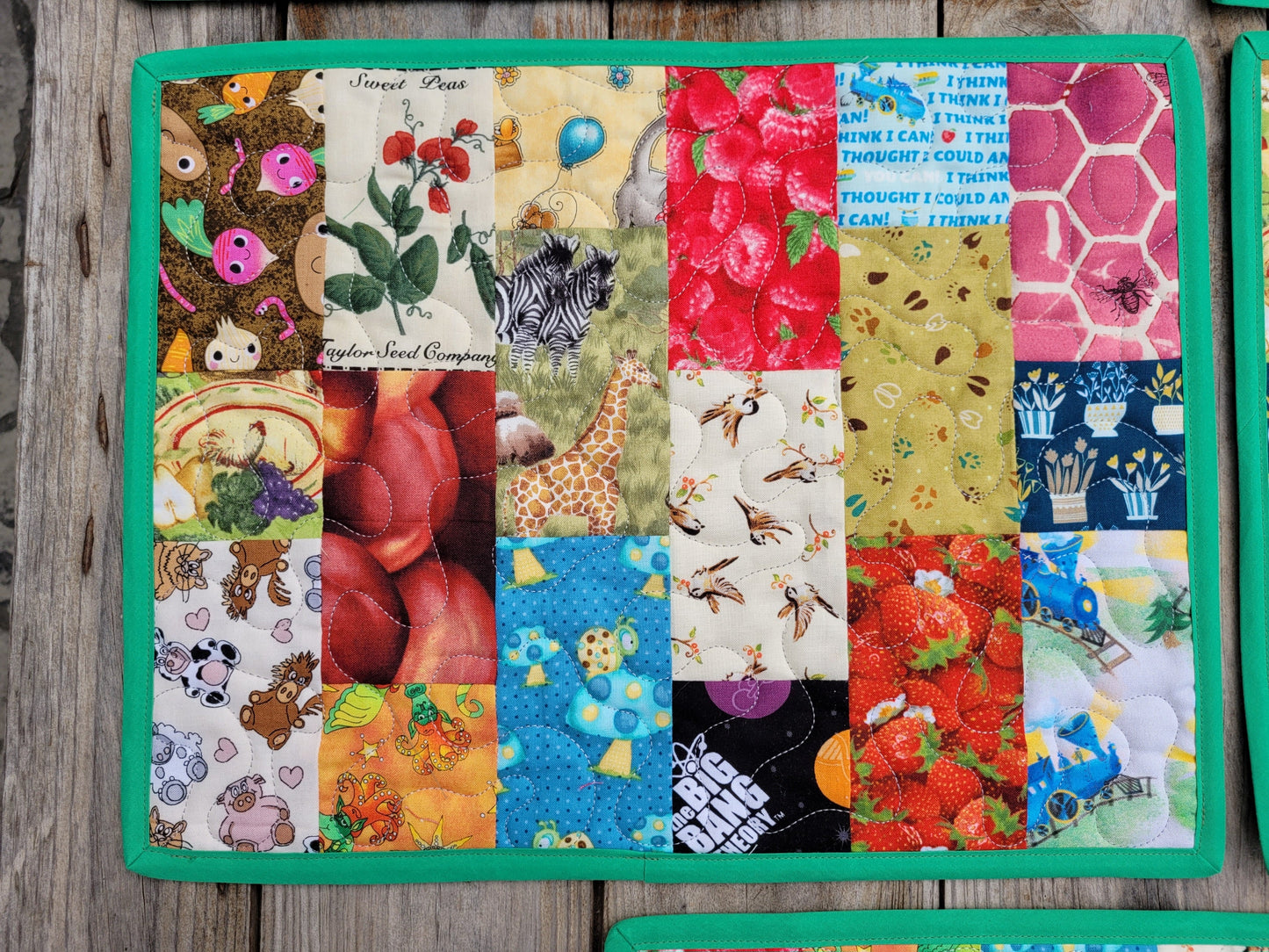 I Spy Quilted Placemats for Kids - Green