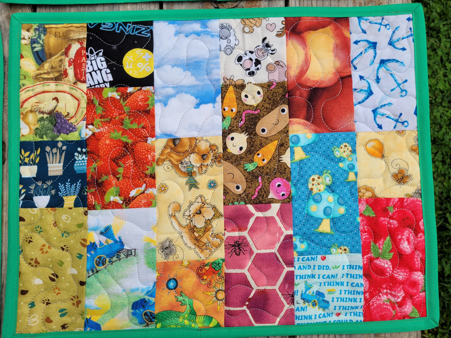 I Spy Quilted Placemats for Kids - Green