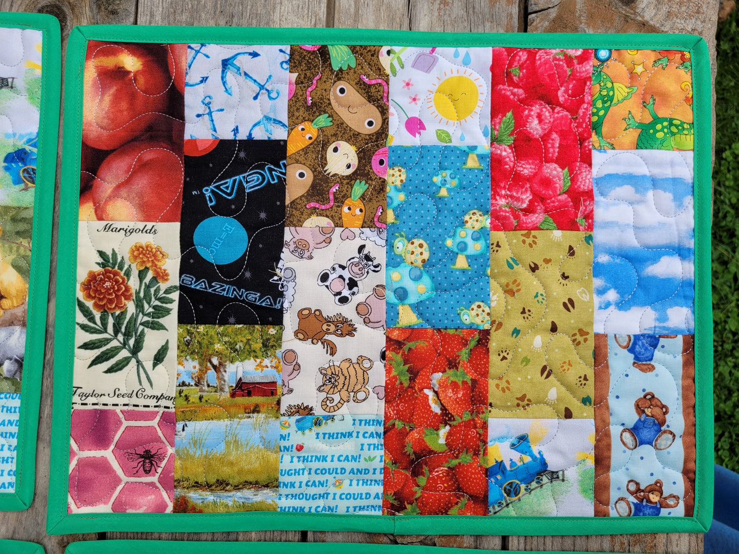 I Spy Quilted Placemats for Kids - Green