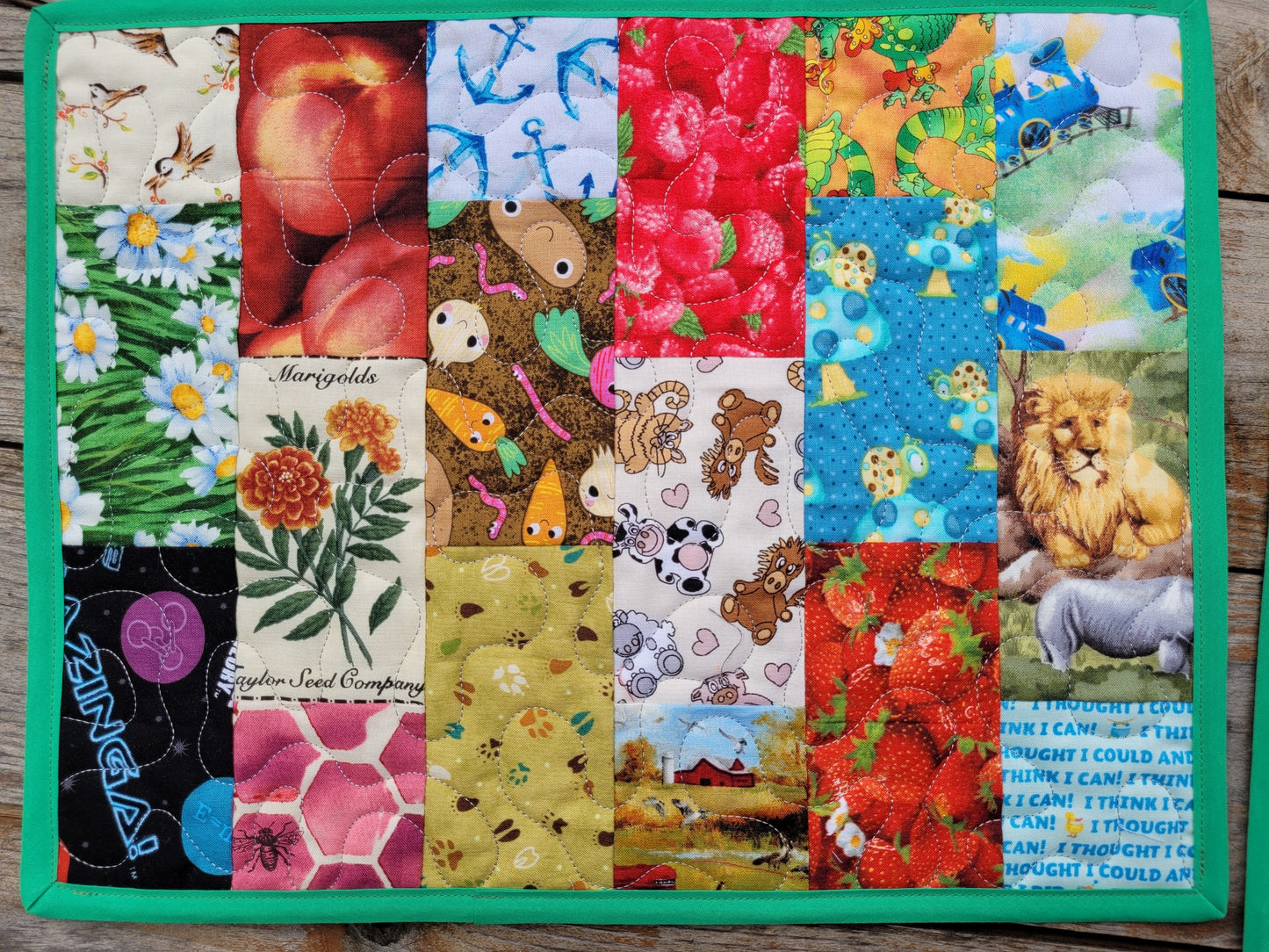 I Spy Quilted Placemats for Kids - Green