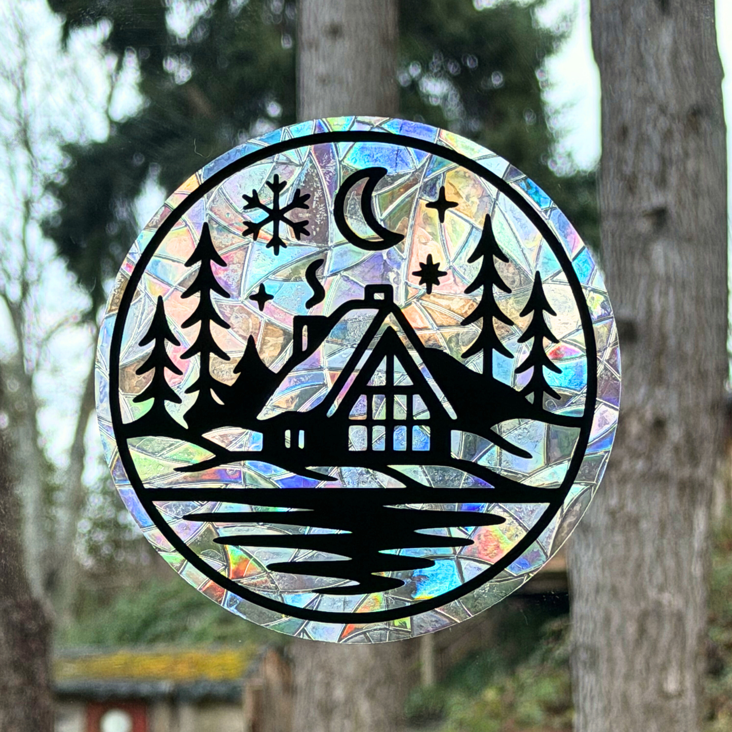 Cozy Winter Cabin Suncatcher