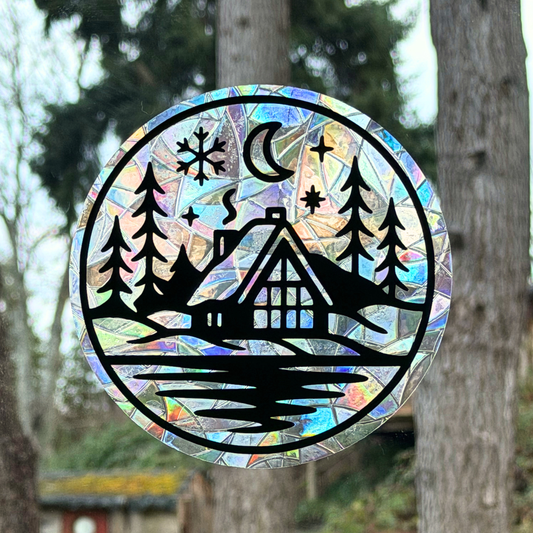 Cozy Winter Cabin Suncatcher