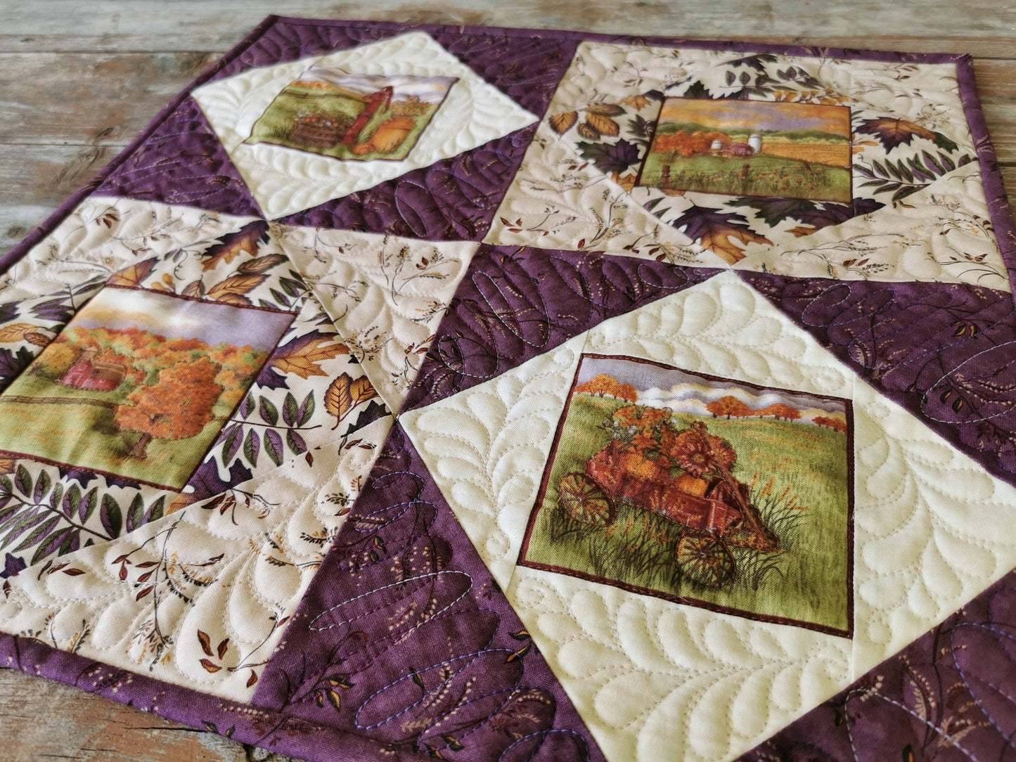 Country Farm Scene Mini Quilt for Fall