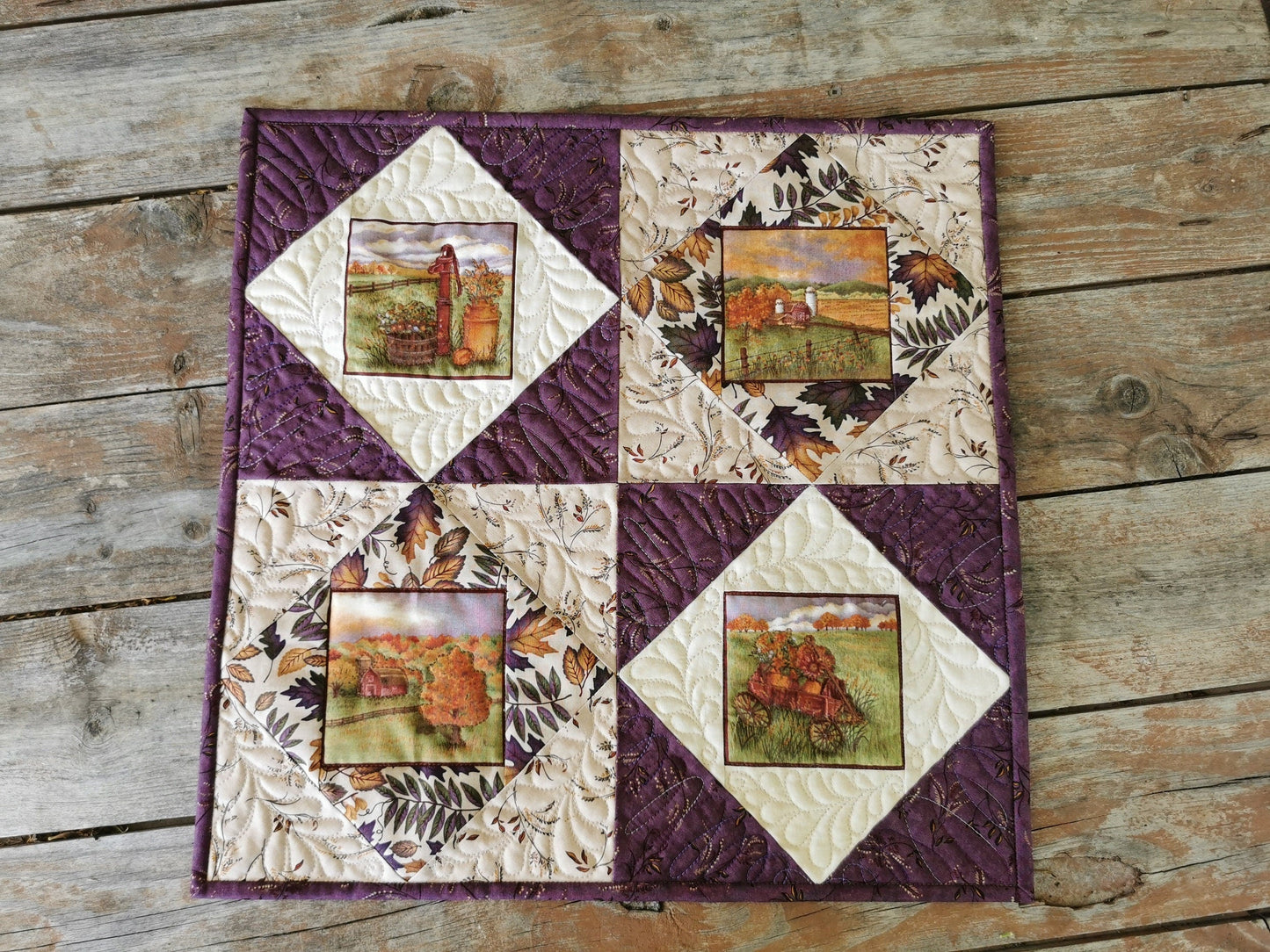 Country Farm Scene Mini Quilt for Fall