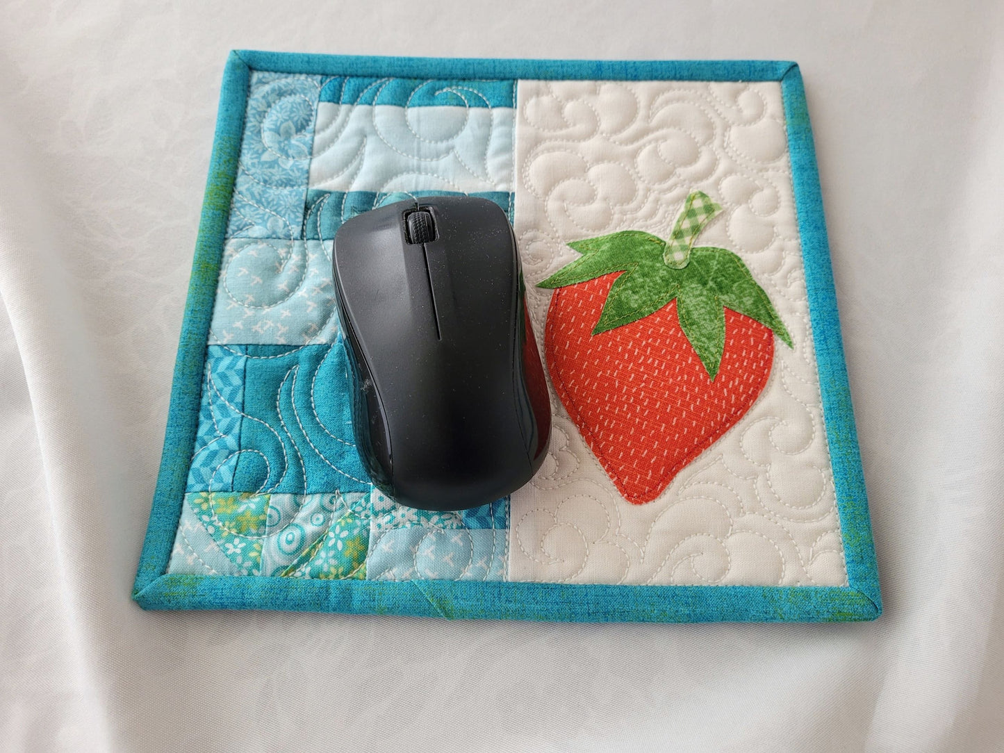 Strawberry Quilted Mug Rug