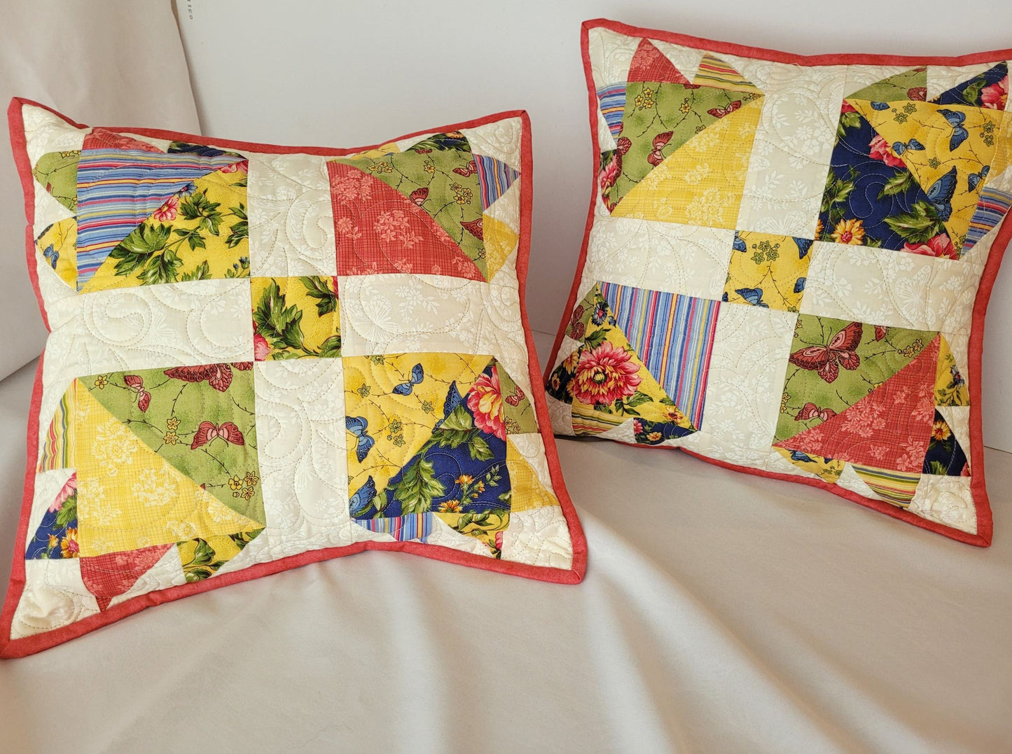 Yellow Floral Butterfly Star Quilt