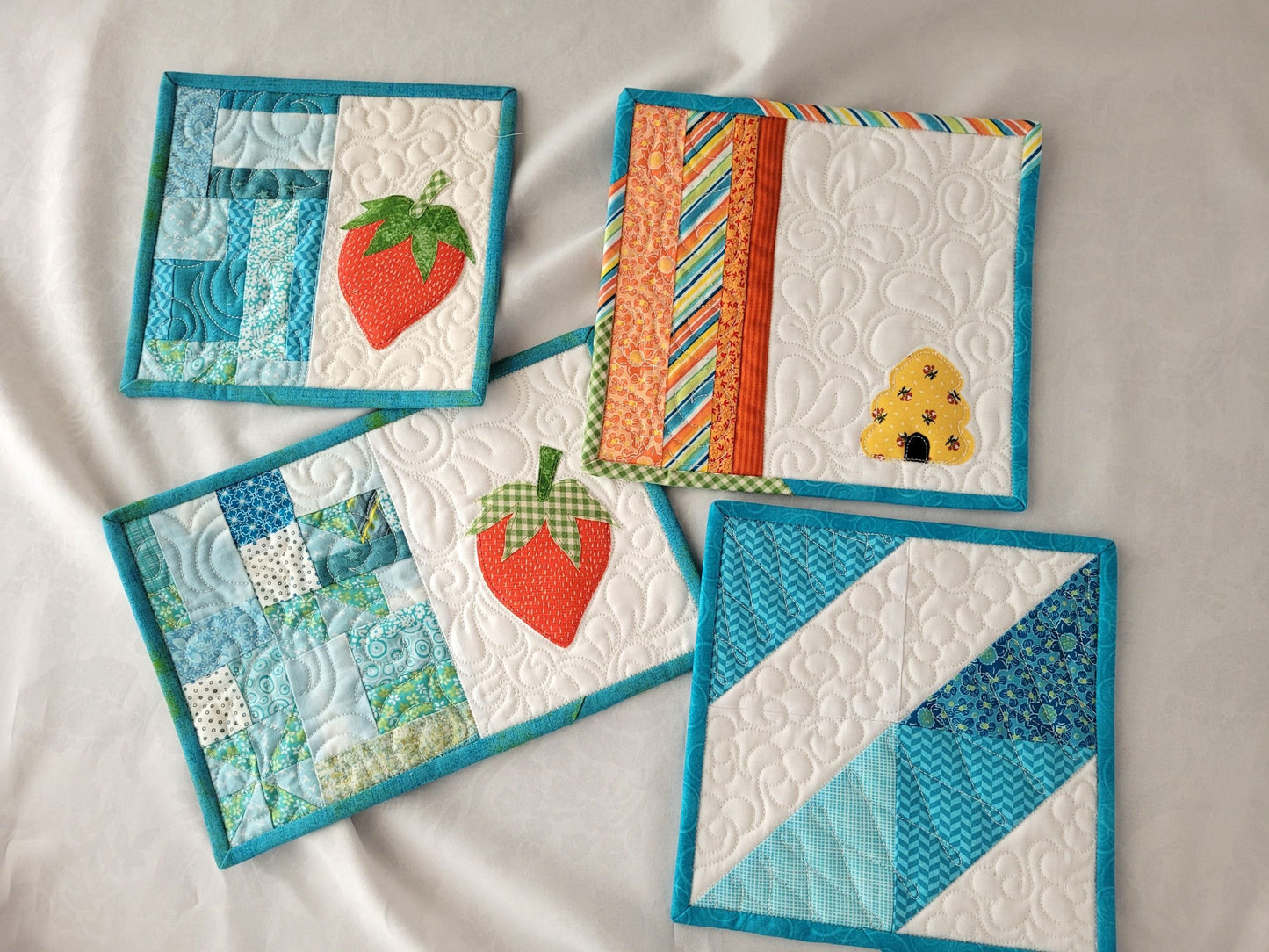 Strawberry Quilted Mug Rug