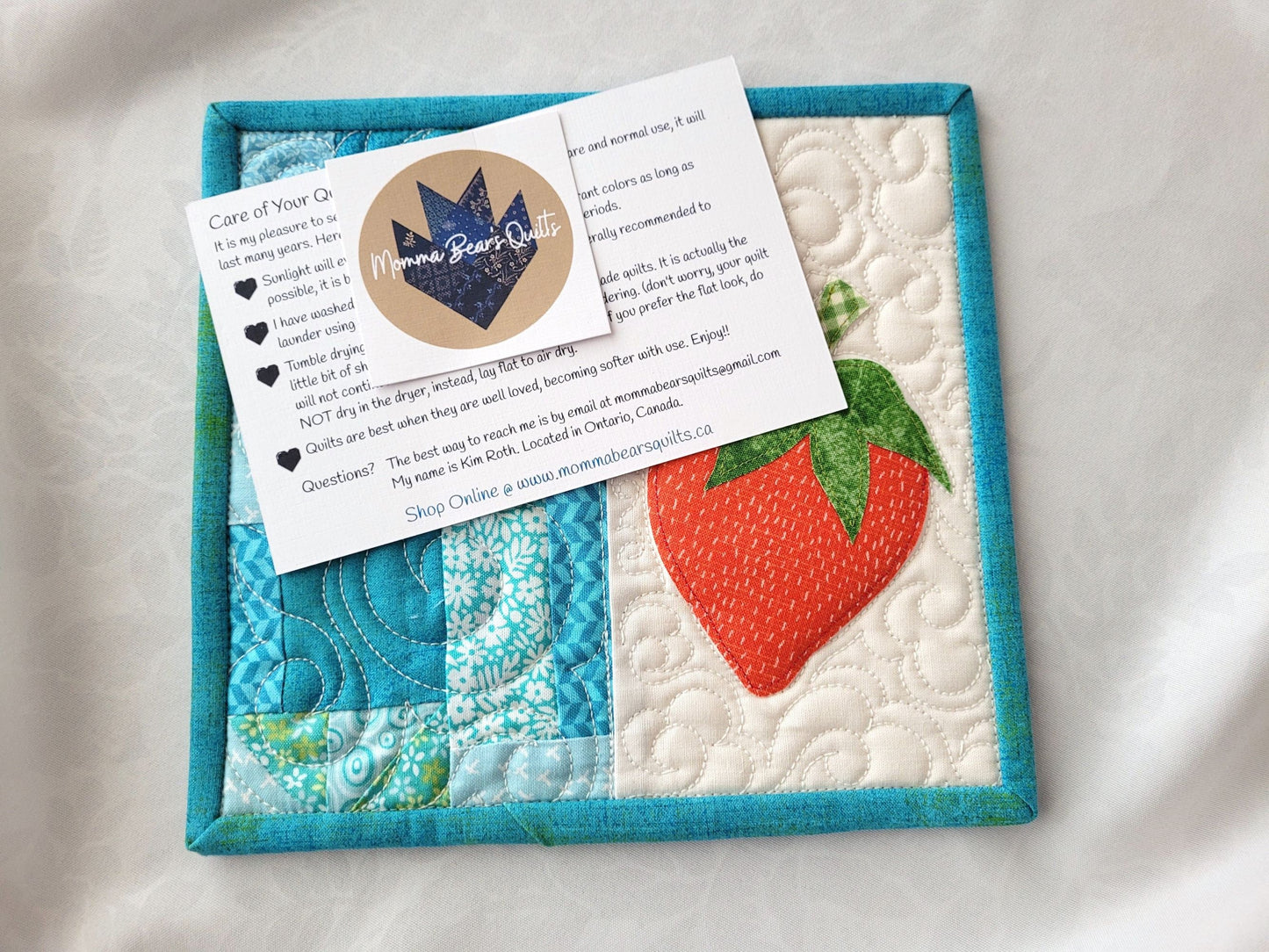 Strawberry Quilted Mug Rug