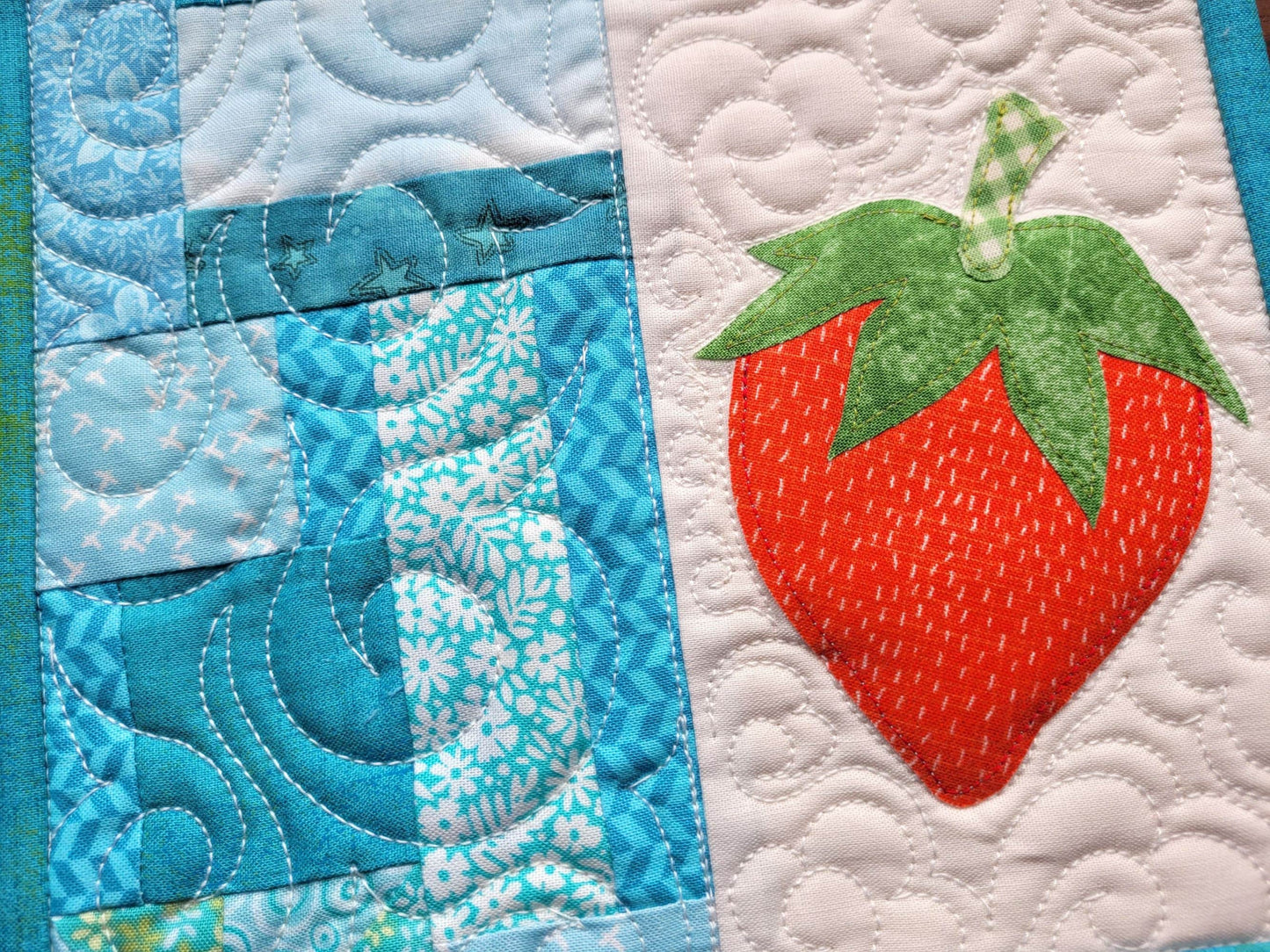 Strawberry Quilted Mug Rug