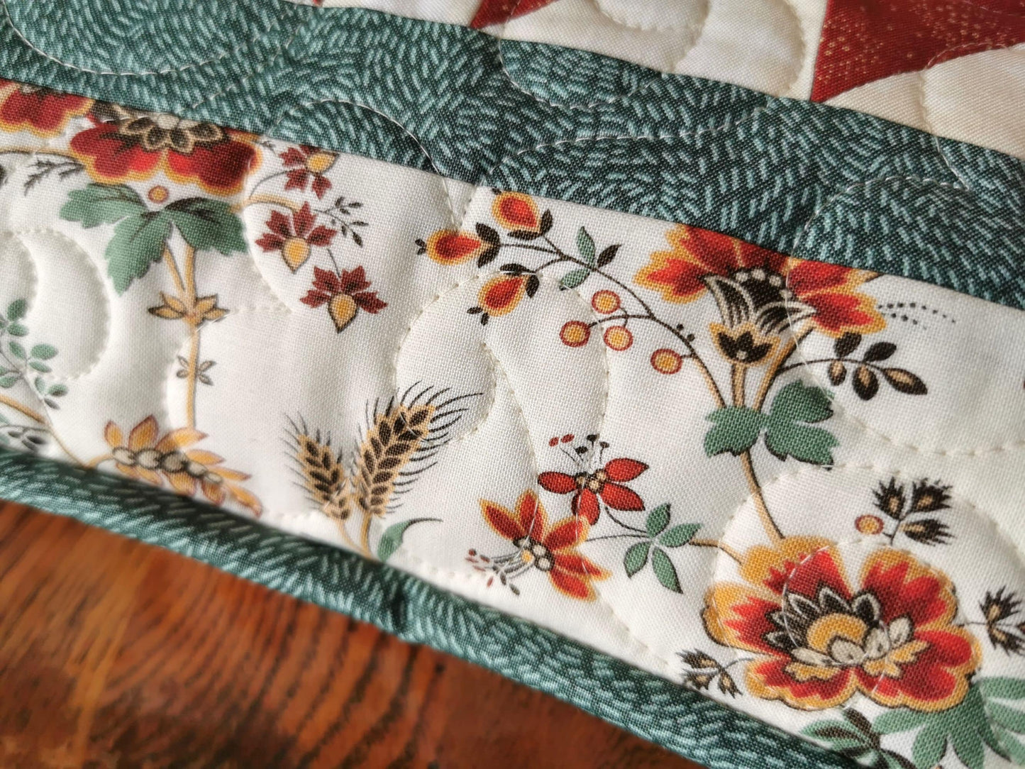 Quilted Patchwork Pillow in Red & Teal, 16 inch Pillow Cover