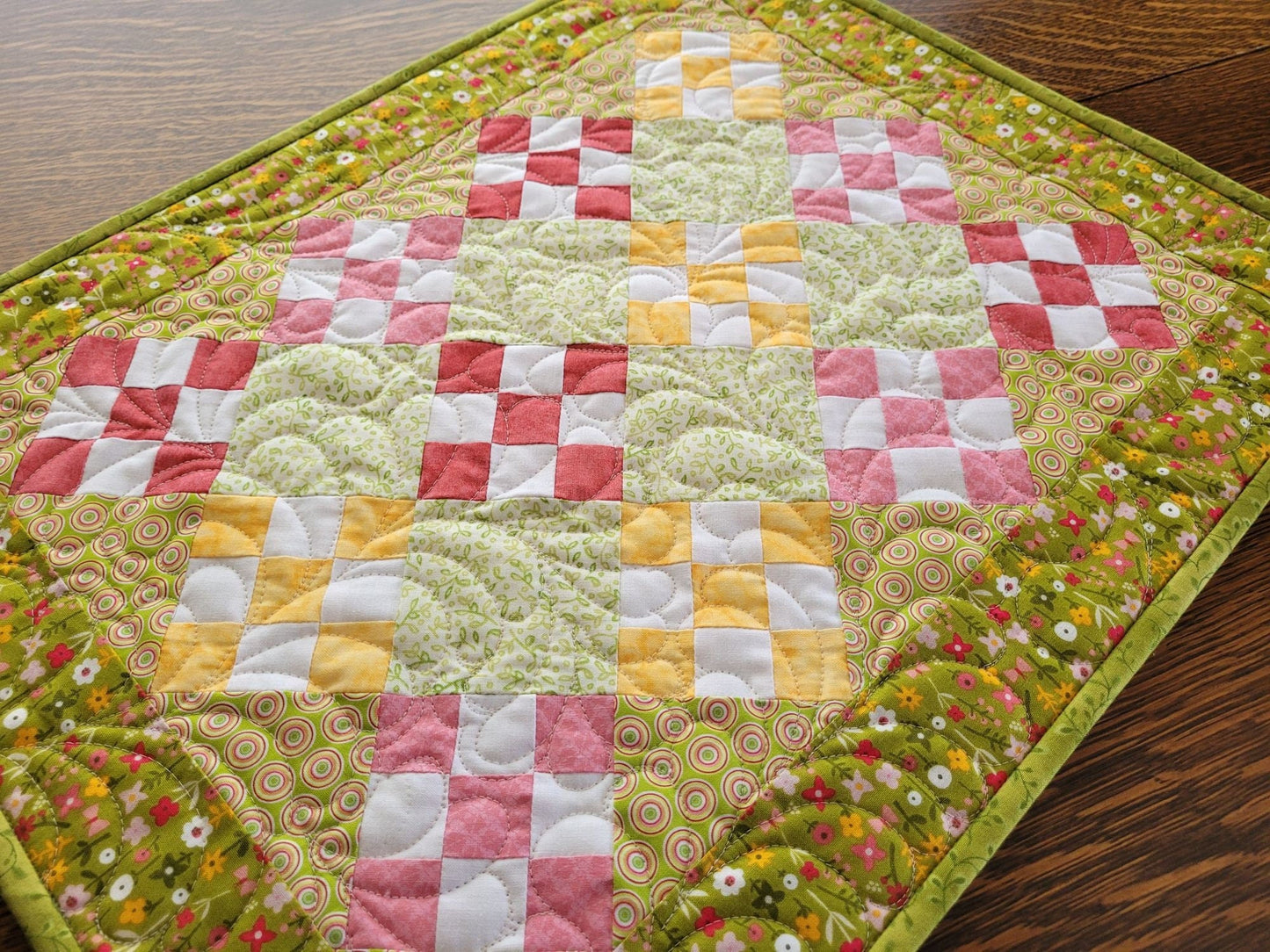 Nine Patch Table Quilt in Summer Florals