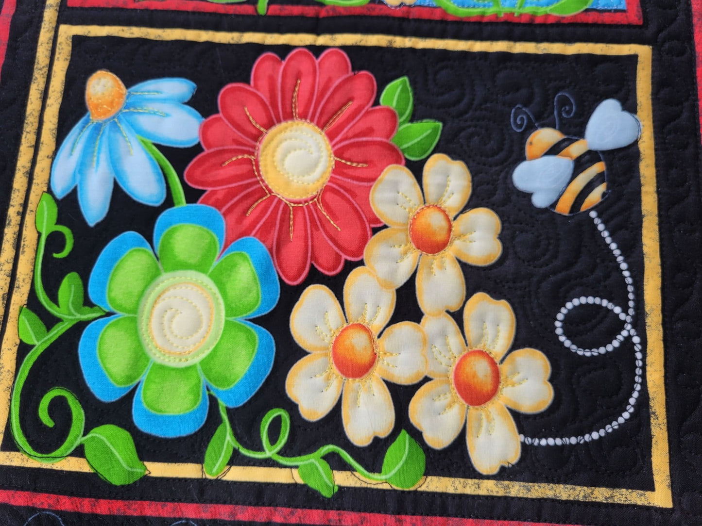 Wall Quilt with Bees and Birds, Door Banner