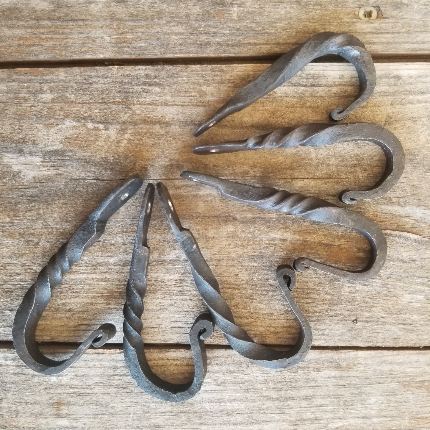 Hand-forged blacksmithed hooks